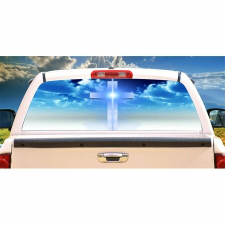 AMISTAD Cross Rear Window Graphic Back Truck Decal - Suv Christian Church Car AM3263130